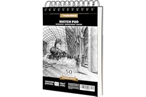 PENCILMARCH Spiral Bound Artist Sketch Pad – A5 Sketchbook 180 GSM 50 Sheets Art Pad Paper for Artists, Art Book Pad for The Studio, School Or at Home