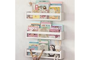 NATURE SUPPLIES Bücherregal Kinder, 3er-Set, Regal Kinderzimmer, Wandregal Kinderzimmer, ideal für Bücher und Spielzeug, Montessori Regal | Weiß