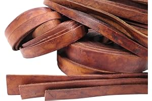 esnado Lederband Flach | Breite: 20 mm; Dicke: ca. 2,5 mm - Antik Braun - 2 Meter | ECHTES Leder - pflanzlich gegerbt | zum Basteln | Herstellung von Armbändern, Mittelalter, Schmuck