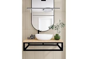 ‎FERRO MODERN DESIGN FERRO modern design Washbasin Top Wood for Countertop Washbasins 95 x 45 x 22 cm - Washbasin Holder Solid Wood - Sink Console Board - Ash Wood with Colourless Varnish Protected