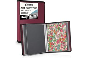 Dunwell Art Portfolio 9x12 Folder - (Ruby, 1 Pack), Portfolio Folder for Artwork, Presentation Book with 9 x 12" Sheet Protectors, 24 Pockets Display 48 Pages, Binder for Kids Art, Drawing Binder