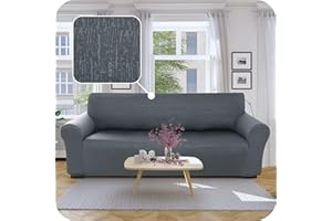 Deconovo Copridivano 3 Posti Elasticizzato con Braccioli, Antigraffio per Gatto, Universale Antiscivolo, Protezione Divano Lavabile Facile da Pulire, Grigio