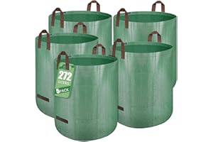 IOPHI Worek na odpady ogrodowe, wolnostojący worek na liście, zestaw 5 szt., worek ogrodowy, duży, pojemność 272 l, z uchwytami do łatwego przenoszenia i transportu, idealny na odpady ogrodowe