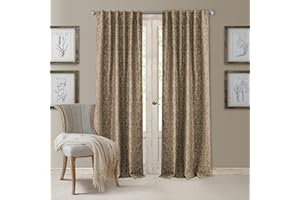 Elrene Home Fashions 20862ELR Antonia Blackout Rod Pocket/Back Tab Window Curtain Panel,Taupe,52" X 108