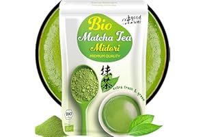 ‎GOODWEI Organiczna Herbata Matcha - zielona herbata premium bio „Midori”, wyjątkowo długie cieniowanie dla intensywnej zieleni (100g)