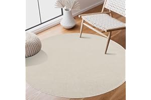 SANAT Dywan z krótkim włosiem do salonu – uniwersalny, nowoczesny dywan do sypialni, gabinetu, biura, korytarza, pokoju dziecięcego i kuchni – kremowy, 120 cm, okrągły