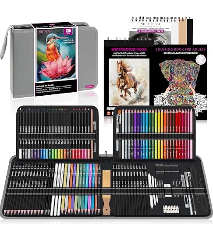 Kit De Dessin Professionnel 33 Pièces - Crayons Graphite 2H à 8B, Fusains, Accessoires - Pour Artistes - 8