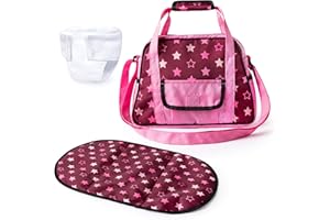 Bayer Design 69023AA Wickeltasche für Puppen, Winkelunterlage, Stoffwindel, Puppenzubehör, Tasche