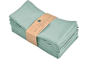 FINGERCRAFT Dinner Cloth Napkins in Cotton Linen Blend Fabric 12 Pack, Premium Quality, Mitered Corners for Every Day Use Napkins are Pre Shrunk and Good Absorbency Color (Aqua)