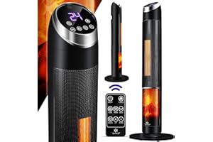 KESSER® Chauffage radiant avec télécommandé pour l'intérieur et l'extérieur avec 2 réglages de puissance (1500W et 2800W), minuterie 1-24h, protection contre l'inclinaison, élément chauffant céramique