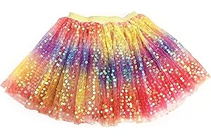 About Time Co Girls Sparkle Sequin Rainbow Tulle Princess Ballet Tutu Skirt