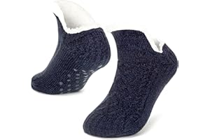 TOLUMO Slipper Socks for Women Men Warm Holding Sock Non Slip Knitted Thick Lined Cosy Winter Fluffy Bed Slippers Suitable for Indoor Home House Floor