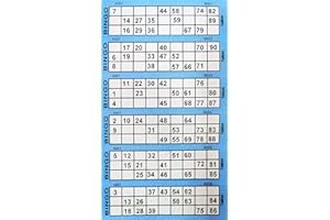 YLAB - Billets de Bingo 1 à 90, 600 Billets, 100 Pages, 6 par Page (Bleu)