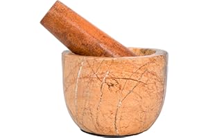 Divit Shilp Mortero y mortero, Hecho de Piedra Dura Pulida Resistente, Molinillo de Piedra Natural para Especias, pastas, Hierbas, condimentos, etc. (Bidasar)