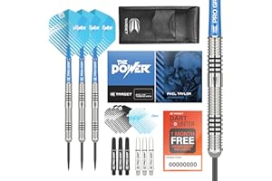 Target Darts Phil Taylor 22G/23G/24G Tungsten Steeldart Set - 9 Pro Grip Shafts - 9 Pro Ultra Flights - Darttasche, Dart Zubehör, Wolfram Dart Satz