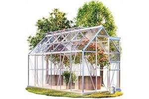 Gardebruk® Serre de Jardin Polycarbonate Aluminium 7,2m² 380x190cm 4 fenêtres Serre hivernage extérieur Plantes Fleurs Potager semis 11,73m³