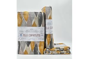 Riad Arredo Telo Arredo Copridivano Copritutto Moderno - Granfoulard Arredo Copriletto in Cotone Varie Fantasie - Tela Robusta Resistente Made in Italy (Monet Yellow, 1 Piazza - 170x280 cm)