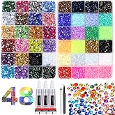 48000Pcs of Rhinestones,Shiny Stones,Shiny Diamonds | 48 Colours/3 mm Rhinestones with 3 Pieces of 10 ml Glue, Decoration in