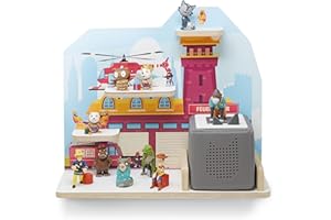 ‎STADTECKEN stadtecken Kinder Regal für Musikbox I Geeignet für die Toniebox und ca. 50 Tonies I Perfekte Aufbewahrung für Kinderzimmer I zum Aufstellen oder Aufhängen (Feuerwehr, Mittel)