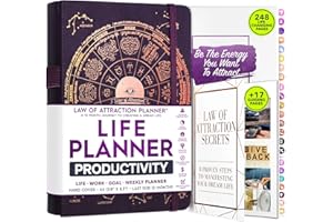 FREEDOM MASTERY Law of Attraction Planning non daté – Agenda hebdomadaire et mensuel de luxe non daté, un voyage de 12 mois pour augmenter la productivité et le bonheur – Organiseur de vie, journal de gratitude et
