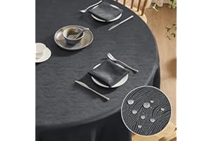 Softalker Manteles Mesa Redondo 200cm de diámetro Gris Mantel Antimanchas de Jacquard a Rayas Mantel Impermeables de Exterior para la Protección de Grande Mesas Modernas para Otoño Navidad Año Nuevo