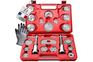 TRESKO® Coffret Repousse Piston d'étriers de Freins Set de 23 pcs INCL. Gants, pour Remplacement de Disque Outil et adaptateurs, de mâchoire ou de Plaquettes de Frein, Kit Universel