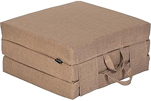 Fun!ture Single Foldable Z Bed Mattress | Indoor Portable Folding Sofa Bed | For Living Room & Bedroom | Great For Sleepover & Guests | Soft & Comfy Futon Set With Carry Handles (Sand)