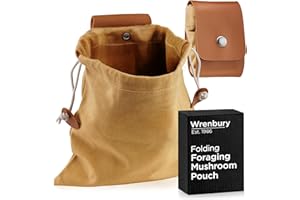 WRENBURY Collapsible Mushroom Foraging Bag - Waxed Canvas Mushroom Foraging Pouch - Foldable Fungi Accessories and Forager Gifts - 475ml