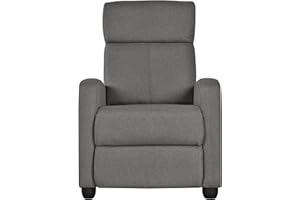 ‎YAHEETECH Yaheetech Relaxsessel Fernsehsessel Einzelsofa Ruhesessel mit Verstellbarer Beinablage Liegesessel aus Leinenstoff Grau