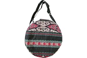 TERRÉ Shamandrum Tasche aus Ikat ROT Ø 45 cm für Schamanentrommel Rahmentrommel - im MYSEVENDO Set - Rund Ritual Drum Trageriemen