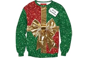 BesserBay Unisex Ugly Christmas Sweatshirts Long Sleeve 3D Printed Funny Graphic Pullover (S-3XL)