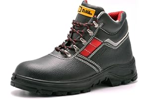 BLACK HAMMER Bottes de sécurité en cuir noir pour homme S3 SRC Embout en acier Bottines de travail 5993