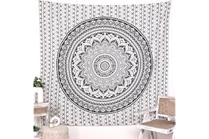 RAJRANG BRINGING RAJASTHAN TO YOU Tapiz de mandala de elefante de algodón para colgar en la pared, tapices hippies, manta de playa hippie, decoración de dormitorio universitario, negro, Queen, 213 x 229 cm