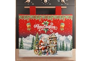 PETTI Artigiani Italiani - Copriforno Natalizio, Copriforno Cucina Natalizio, Copri Forno 40x50 cm, Copriforno Villaggio di Babbo Natale, 100% Made in Italy