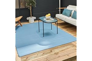 THE RUGS Urban Collection Outdoor Rug - Easy to Clean, Waterproof Plastic Outdoor Rugs for Garden, Patio, Balcony, Camping - Contemporary Plastic Straw Rug - Mono Blue, 90x150cm