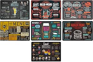 MOORG Set Tovagliette Americane Lavabili Vintage in Plastica 44x28 cm, Tovagliette Colazione Americana Fantasia in PVC (Set da 7)