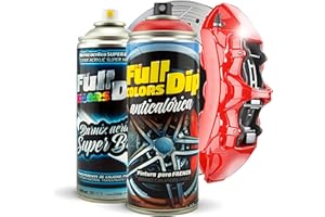 FULLCOLORS Kit di vernice spray super brillante per pinza freno, 400 ml (1 vernice spray + 1 vernice brillante spray), facile applicazione, finitura professionale (11 colori a scelta) (rosso)