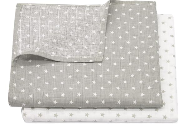 ZOLLNER Lot de 2 Langes en Mousseline, 120x120 cm, Coton, Multicolore