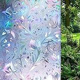 WAENLIR 3D Stained Glass Privacy Window Film Static Cling Non Adhesive Rainbow Decoration Film,(44.5x200CM)