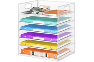 VITVITI Schreibtisch Organizer, 6 Ebenen Briefablage, Stapelbare Aktenhalter, Ablagefächer mit Griff, Bürobedarf für A4 Dokumentenablag, Papier, Buch, Magazin (Weiß)