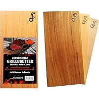 Räucherbretter im 3er Set aus reinem Zedernholz von „SJ“ – Grillbretter zum Grillen aus Red Cedar - 100% natürliche…