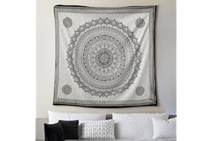 DH DREAMER HOME – Tapiz Estilo Mandala 220x240 cm – Pareo Decorativo de Algodón y Poliéster - Ideal para Picnic o Uso Multiusos