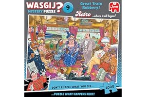 Wasgij Retro Mystery 9, The Great Train Robbery - Unique 1000 Piece Jigsaw Puzzle for Adults - Colourful, Challenging & Brainteasing Adult Jigsaws - 100% Recycled Cardboard 1000Pc Puzzles - Jumbo