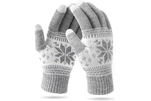 VENI MASEE Winter Touchscreen Gloves, Snow Flower Print, Keep Warm,for Men and Women