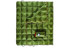 Horizon Hound GR-20 Down Camping Blanket - Outdoor Travel Quilt, Green | Insulated, Lightweight & Warm Gear for Sleep, Camping, Stadium, Hiking & Festivals | Water Resistant, Packable & Compact Duvet