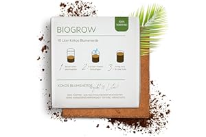 growgreens Terriccio di Cocco Biologico pressato in Sacchetto espandibile - Terriccio biodegradabile, Privo di Torba, Composto al 100% da Fibre di Cocco (10 Litri)