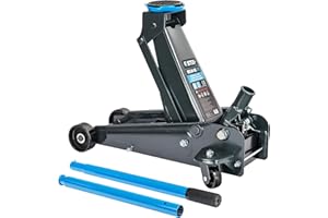 Stix HELN-05 Cric idraulico 3T - Esecuzione robusta, altezza di sollevamento 130-480 mm, leva divisibile 94 cm, ruote in metallo, sollevatore solido per garage e officina