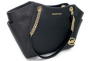 Michael Kors Jet Set Travel Grand sac épaule avec chaîne pour femme, (PVC noir.), Large