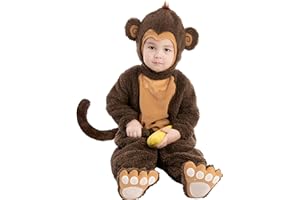 Spooktacular Creations Disfraz de mono bebé de Halloween con plátano de juguete, disfraz unisex para niños pequeños, disfraz de Halloween, fiesta temática de animales.