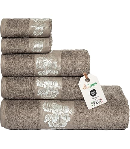 Towel Bazaar Set Di 4 Asciugamani In Cotone Turco - 100% Cotone, Super Morbidi E Assorbenti - Grigio - 68,6 X 137,2 Cm - Lavabili In Lavatrice
